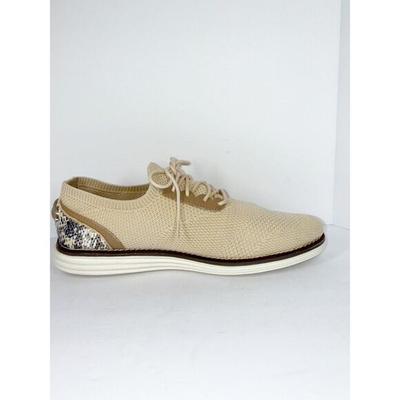 Cole Haan Original Grand Beige Lace Up Loafers Faux Snake Print Womens 10 B - Picture 10 of 16